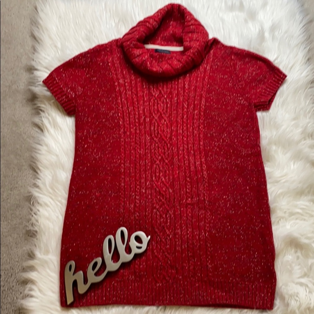Tommy Hilfiger Red Turtle Neck Cable Knit Sweater